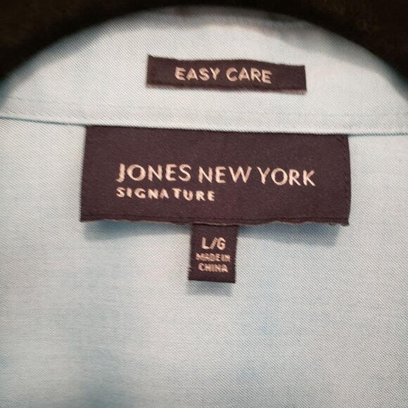 Jones New York Blue Fitted Shirt 100% Cotton Size L - Picture 2 of 5